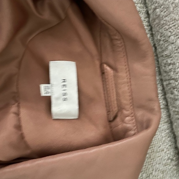 REISS Leather Jacket Moto Neutral Pink Color Small orig $650 - Picture 5 of 5